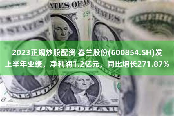 2023正规炒股配资 春兰股份(600854.SH)发上半年业绩，净利润1.2亿元，同比增长271.87%